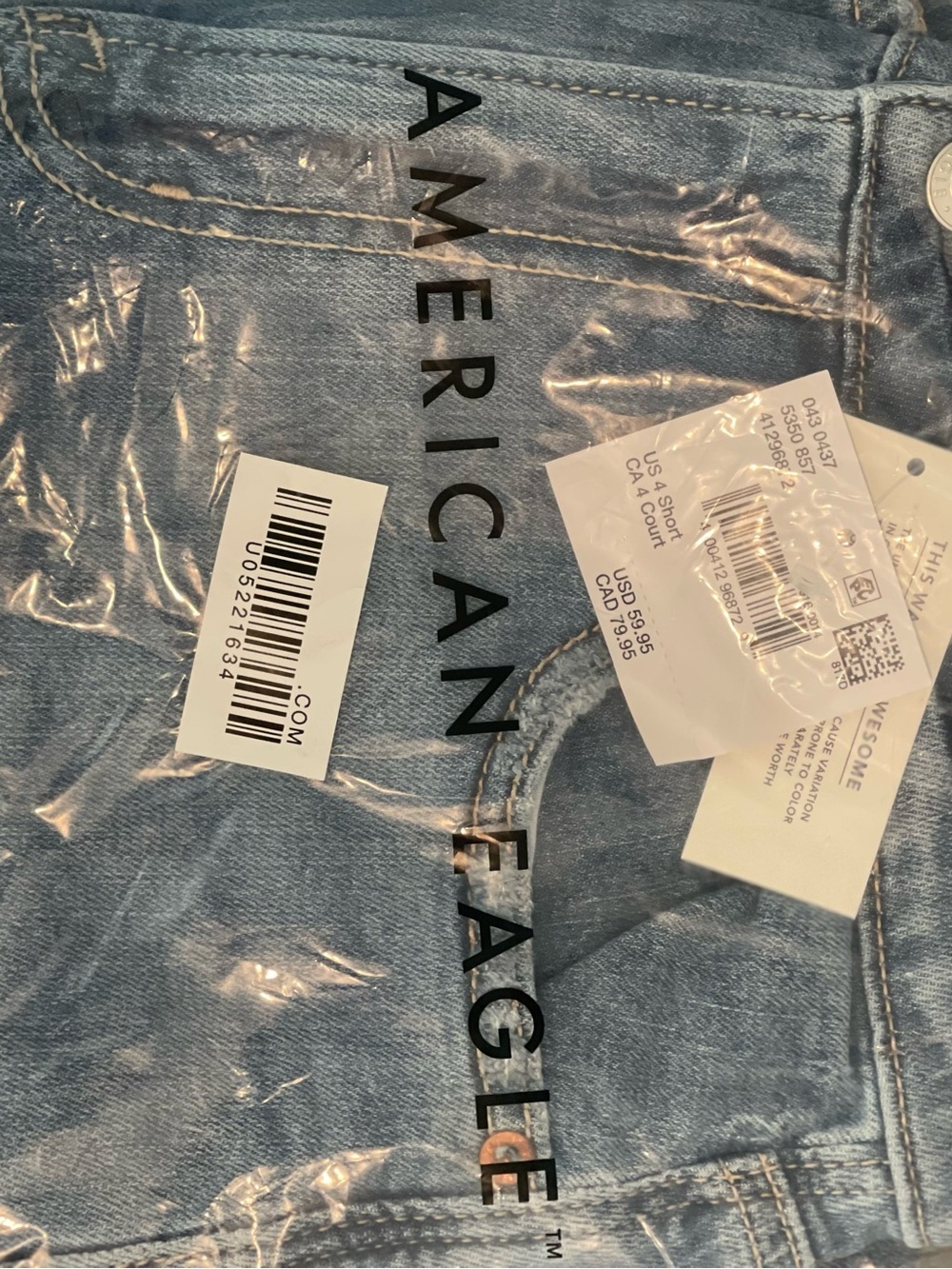 American Eagle, Light Wash, Women's Dreamy Drape Baggy Wide Leg, High Rise